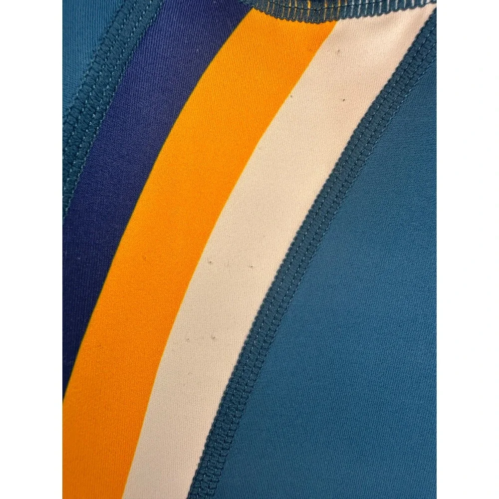 ZYIA Active Teal Blue Athletic Stripe Leggings Women's‎ Size 8-10 Athleisure